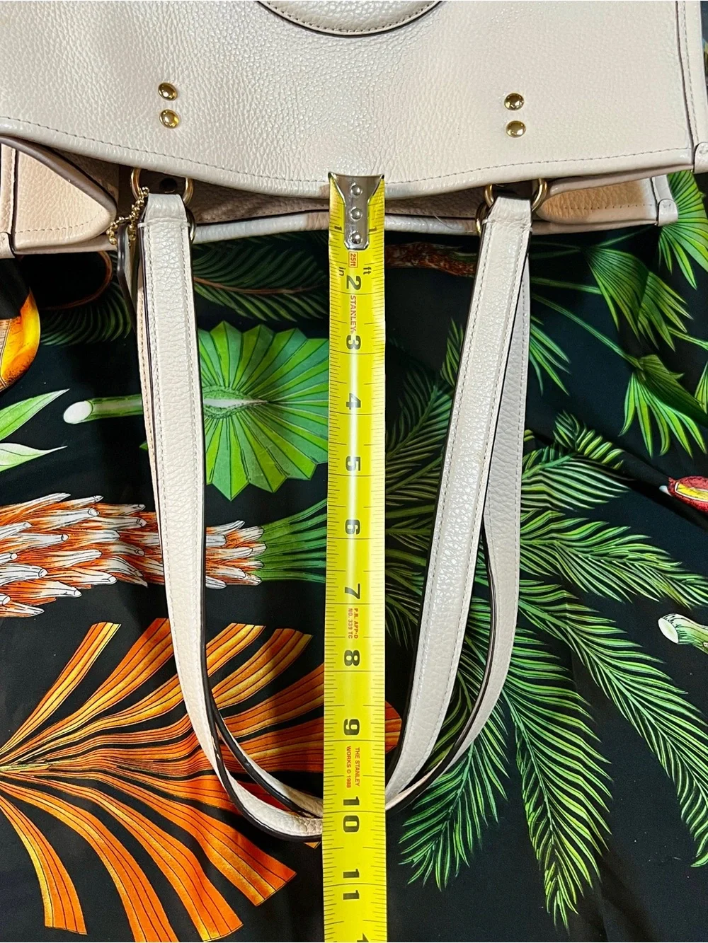Coach Dempsey Chalk Carryall Tote Leather Shopper Work School Satchel Handbag